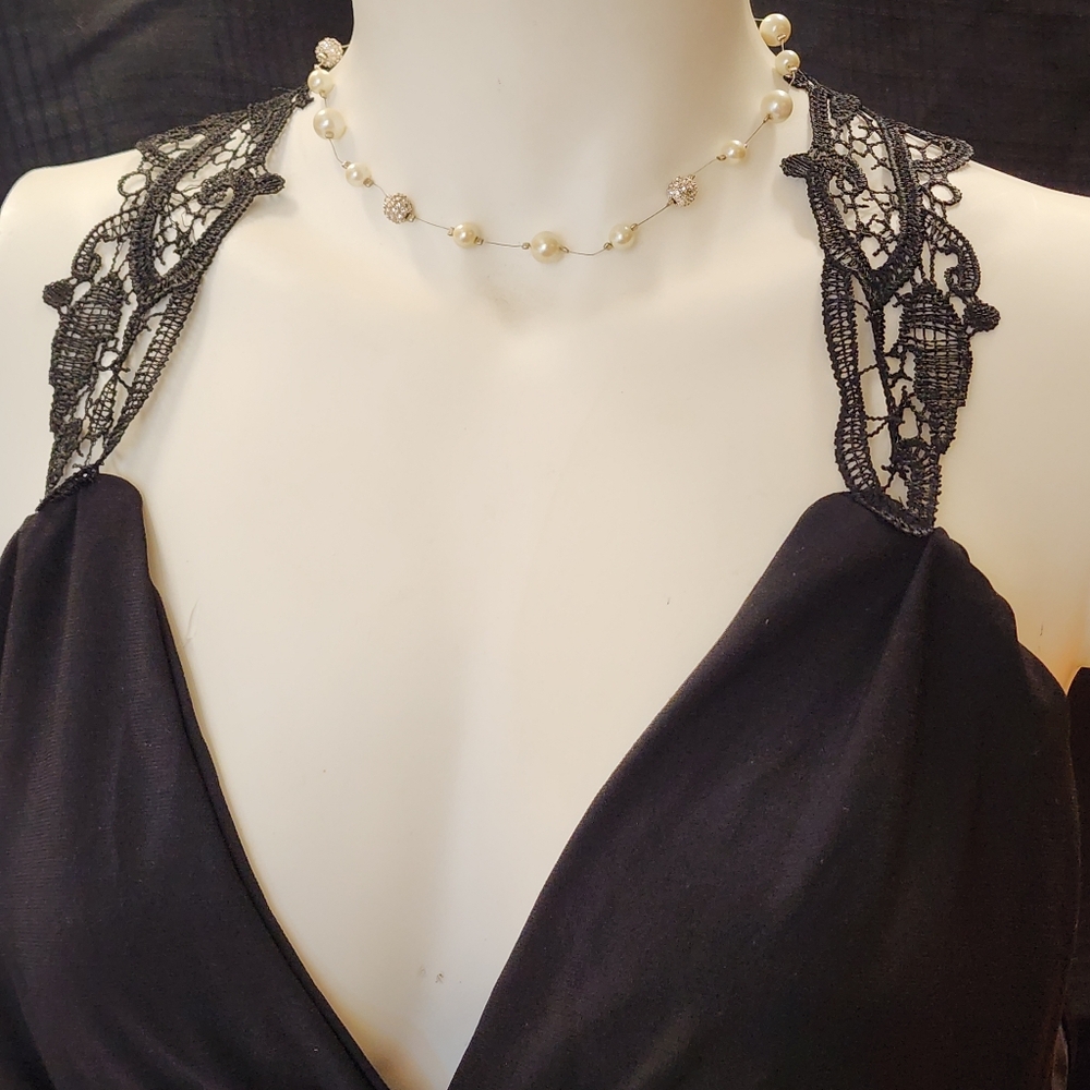 Elegant Carolee Floating Faux Pearl Choker Collar Necklace